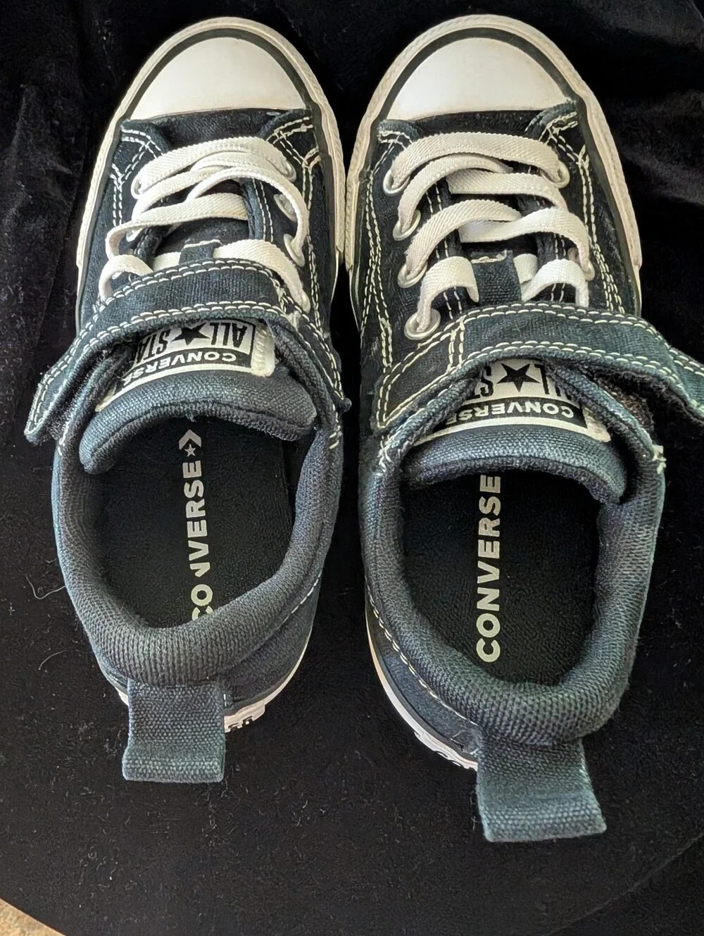 Converse Kids Black Canvas Sneakers with White Accents